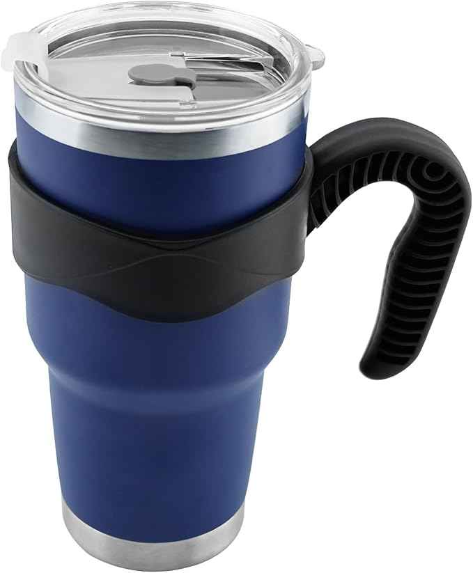 GGQ 30oz Insulated Tumbler with Handle Food-Grade 304 Stainless Steel with Lid,Straw and Cleaning Brush,Double Wall Cup for Hot & Cold Beverages,Leak-Proof Sweat-Proof Travel Coffee Cup (Navy Blue)