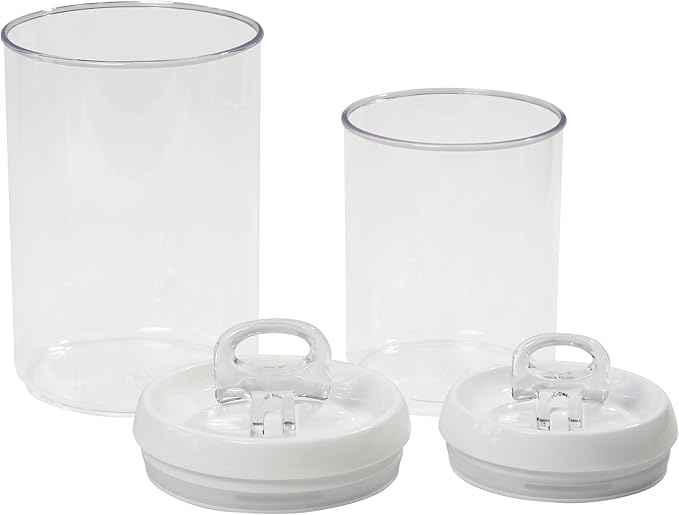 Felli Flip Tite Storage Container with Lid 6" ROUND Airtight Ring Lock Top, Plastic Canister Jar for Flour Sugar Rice Protein Powder Coffee Cracker Kitchen Pantry Organizer (6" Round Nest-M 2pk)