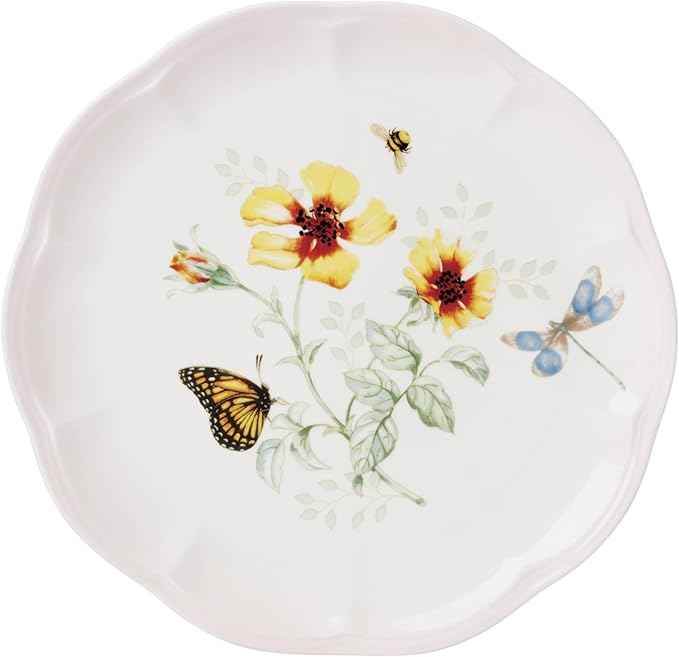 Lenox Dinnerware Set, Butterfly Meadow Pink 12-Piece Set, Service For 4, Porcelain Bowls, Plates And Bowls Set, Microwave Safe, Dishwasher Safe, Dishes, Home & Kitchen (Assorted, 12 Pieces)