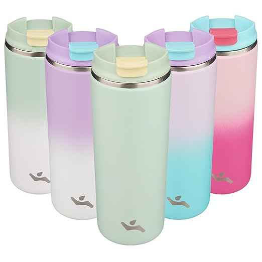 Konokyo Tumbler with Lid, 16 oz Travel Coffee Mug Double Wall Vacuum Stainless Steel Thermal Metal Cup Insulated Water Bottle,Macaron Green