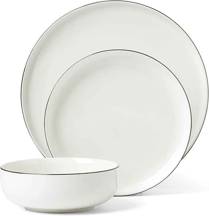 Oneida 896602 24 Seven Black Rim 12-Piece Dinnerware Set
