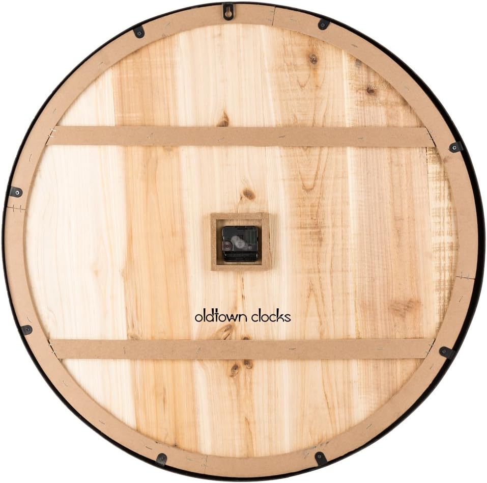 Oldtown Rustic Farmhouse Metal & Solid Wood Noiseless Wall Clock (Wood, 30-inch)