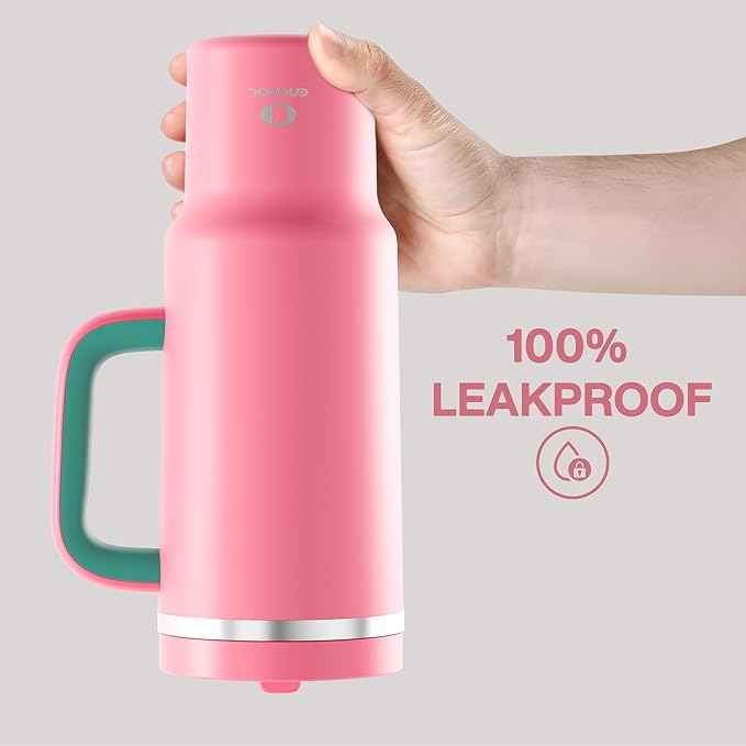 ENCOOL 40 oz Tumbler with Handle and Straw: Stainless Steel Insulated Tumbler Keeps Cold for 24 Hours, Leakproof Travel Cup Fits in Cup Holder and BPA-Free,Tulip