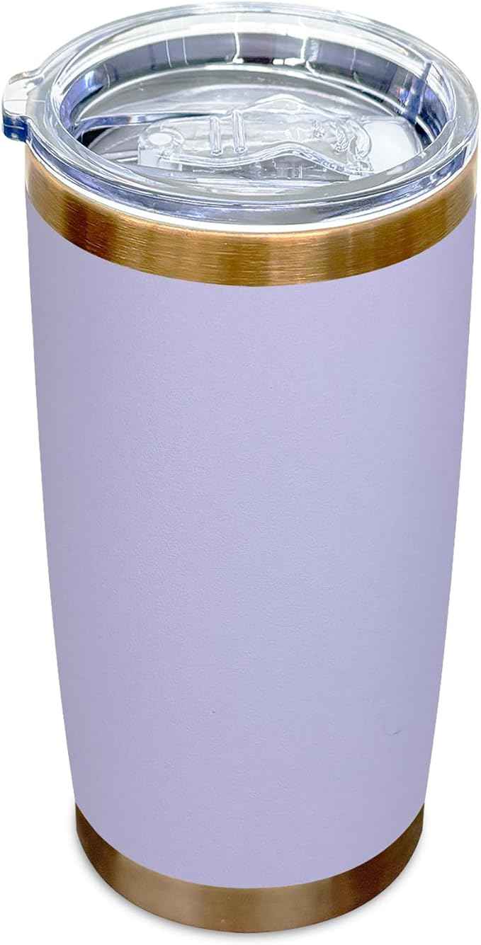 20 oz Tumblers Stainless Steel Tumbler with Lid and Straw Insulated Copper Coffee Mug for Laser Graving 31oz Powder Coated Cup(Light Purple,1 pack)