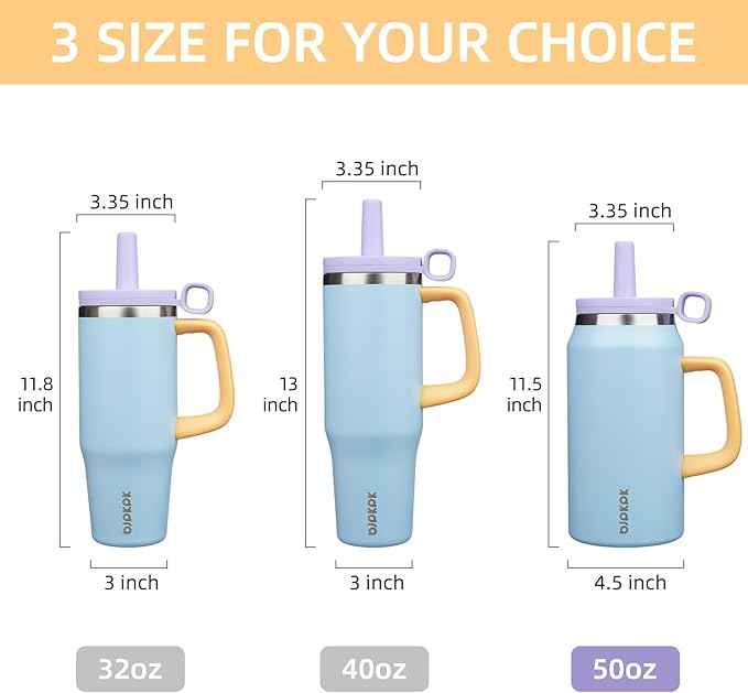 BJPKPK 50oz Insulated Tumbler with Handle Stainless Steel Travel Coffee Mug with Lid Reusable Large Water Bottle with Straw,Blue