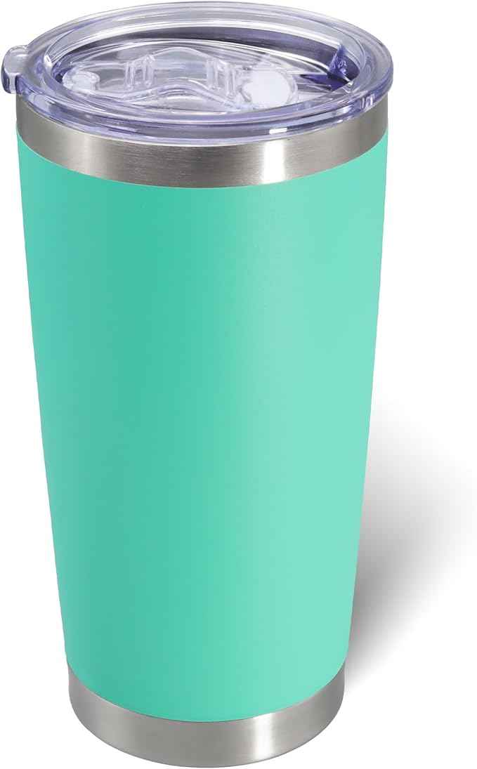 AIANJI 20oz Tumbler Bulk Stainless Steel Tumblers with Lid Vacuum Insulated Double Wall Travel Coffee Mug Powder Coated Tumbler Cup for Hot and Cold Drinks(Light Blue, 1 pack)