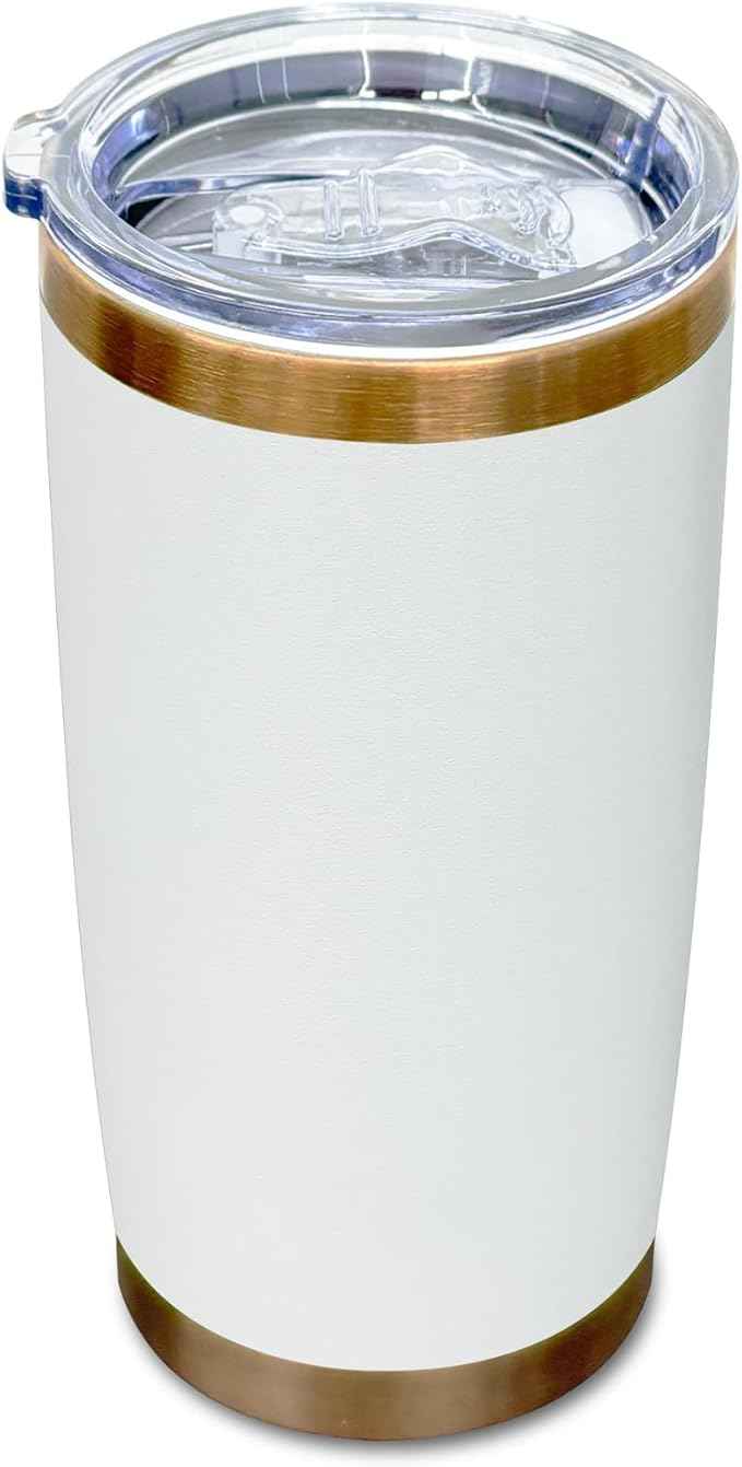 20 oz Tumblers Stainless Steel Tumbler with Lid and Straw Insulated Coffee Mug for Laser Graving 23oz Powder Coated Cup(White,1 pack)