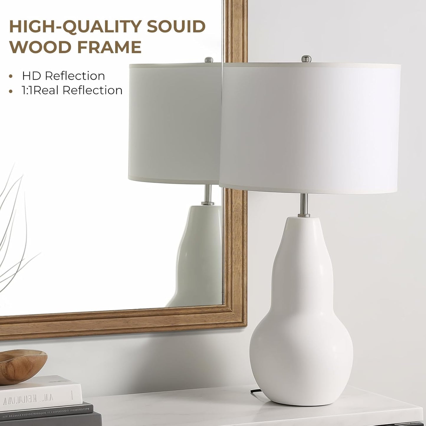 WallBeyond Wood Bathroom Mirrors for Wall Mounted, 24" x 36" Rustic Wood Frame Wall Mirrors Decorative for Living Room or Bedroom Vanity Mirror, Honey-Colored