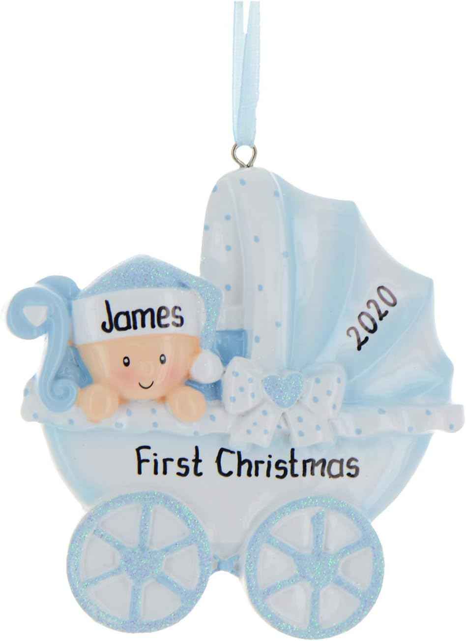 3D Personalized Babys First Christmas Ornament 2025 Boy | Baby's First Christmas Ornament 2025 Baby Ornaments for Xmas Tree My 1st Xmas Boy Ornaments for Couples New Parents - Baby in Blue Stroller
