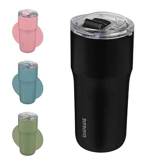 BJPKPK Insulated Tumbler,20oz Stainless Steel Tumbler with lid,Double Wall Travel Coffee Mug Thermal Cup,Keep Drinks Cold and Hot,Black