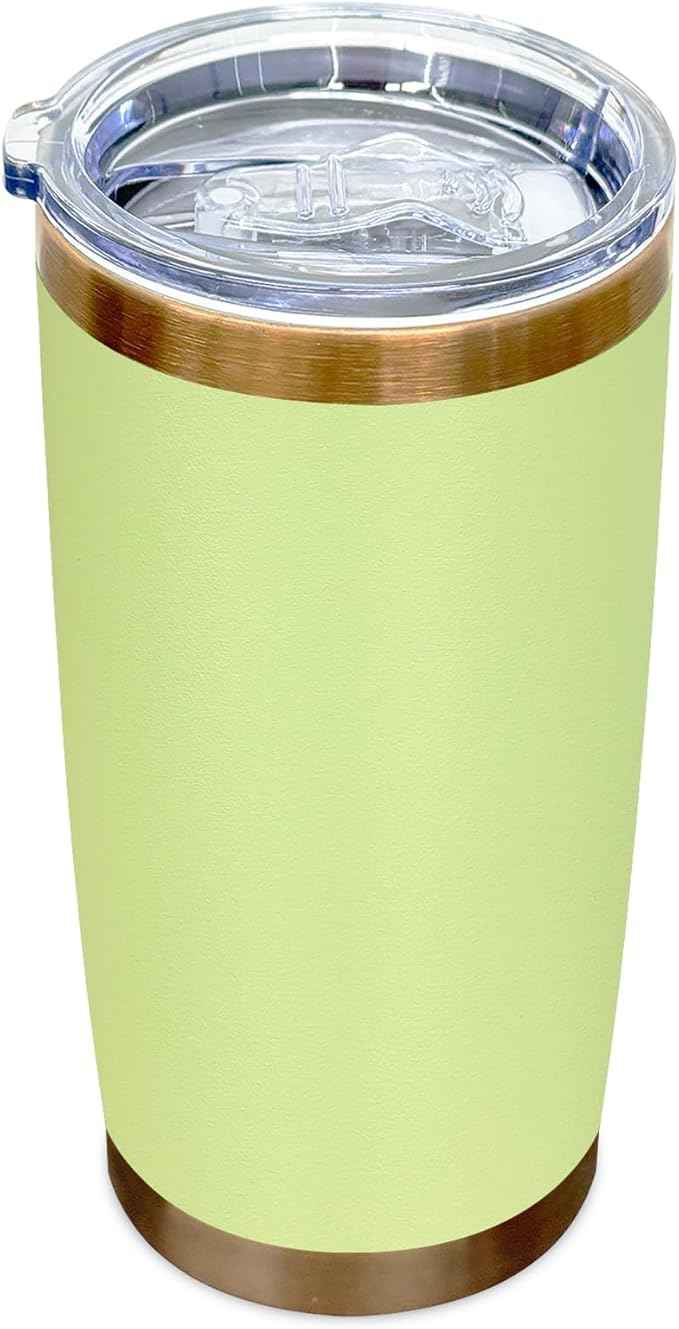 20 oz Tumblers Stainless Steel Tumbler with Lid and Straw Insulated Copper Coffee Mug for Laser Graving 37oz Powder Coated Cup(Light Green1 pack)