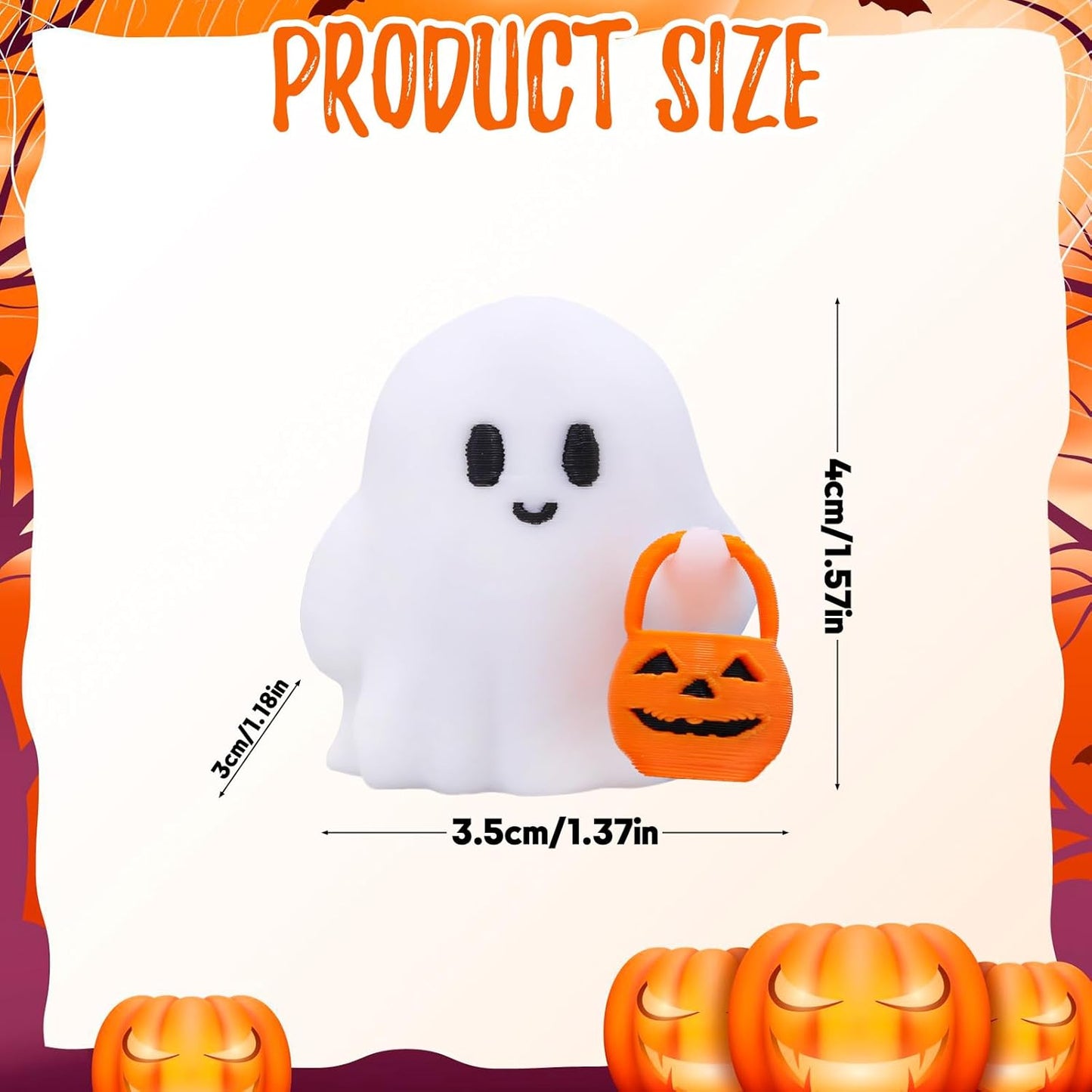 Halloween Ghost Figurine, Cute Spooky Resin Ghost with Pumpkin Basket Statue, Funny Decor for Halloween Decorations Indoor, Porch Indoor Home Decor Gifts
