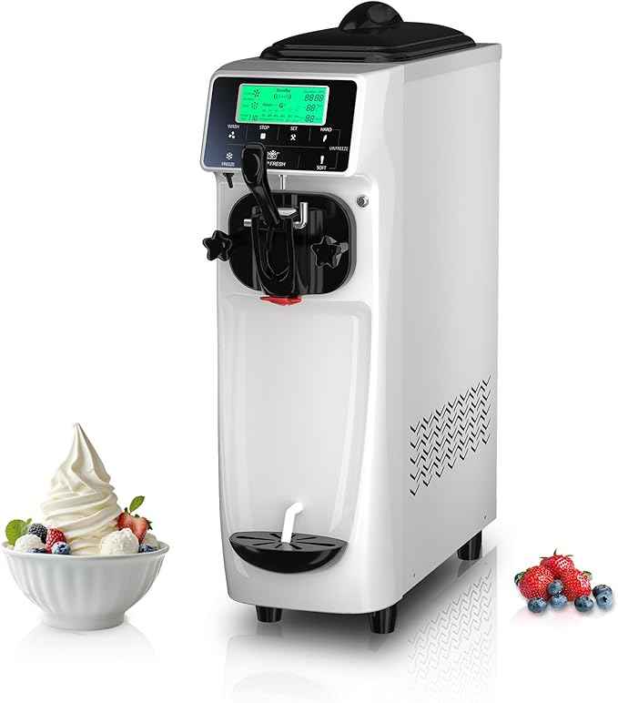 Ice Cream Maker Machine for Home, 5 Inch Screen Soft Serve Ice Cream Machine 3.5 Gals/H Single Flavor Ice Cream Maker with Pre-Cooling Soft Serve Machine with 1.6 Gals Tank for Birthday Party