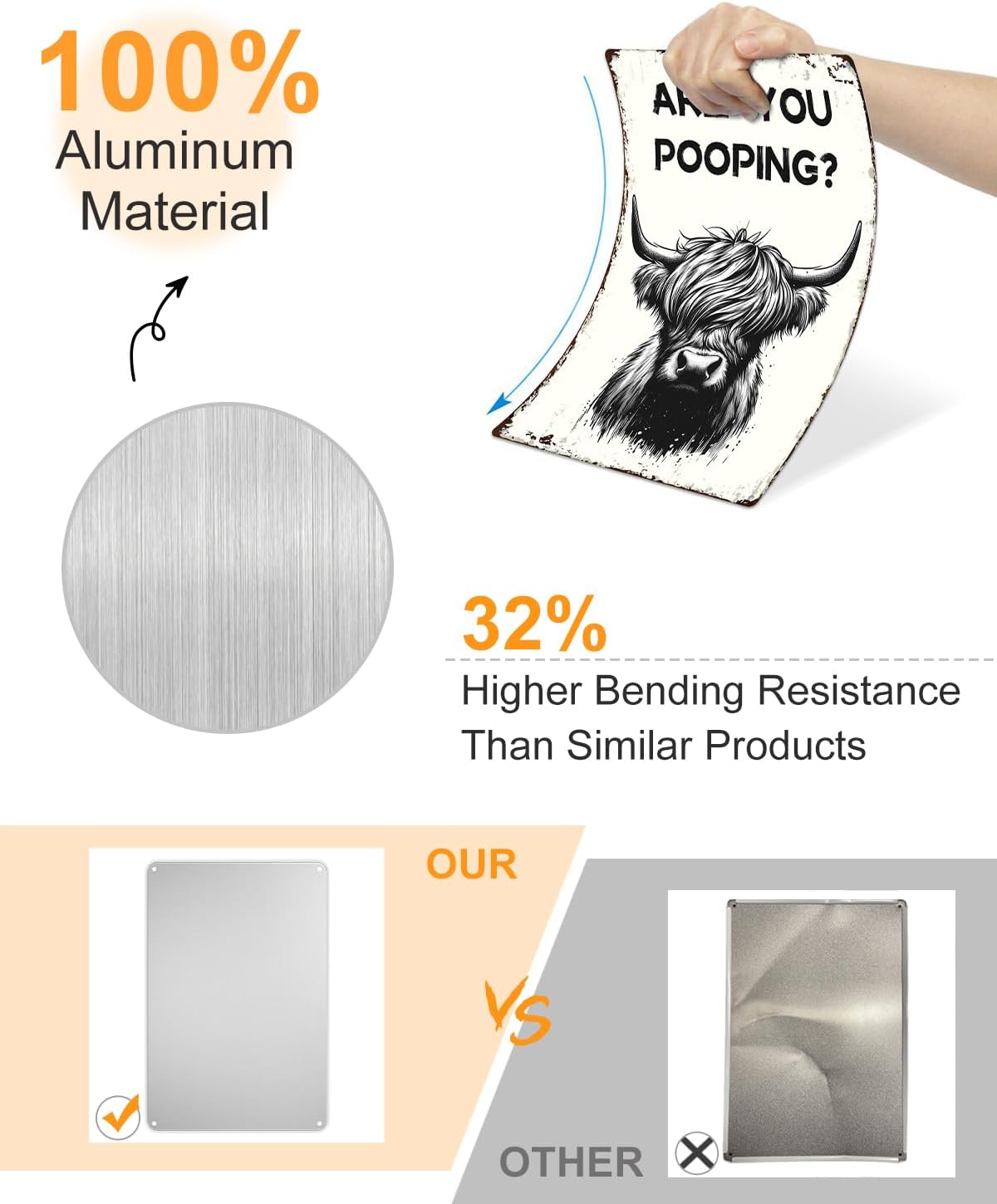 ALKB Funny Highland Cow Are You Pooping Metal Signs Vintage Farmhouse Bathroom Wall Decor Highland Cow Lovers Gift 8 x 12 Inch