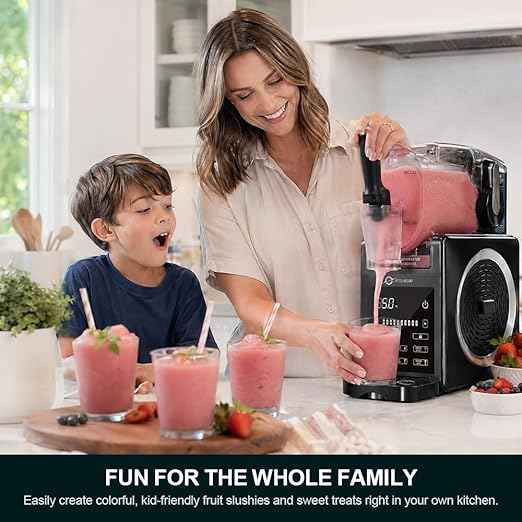 Slushie Machine with Soft Serve Ice Cream Mode, Slushy Maker for Home Frozen Drink Maker with 7 Presets, Auto Rinse, Low-Sugar & Alcohol Alerts – For Slush, Milkshakes, Margaritas & Frappés