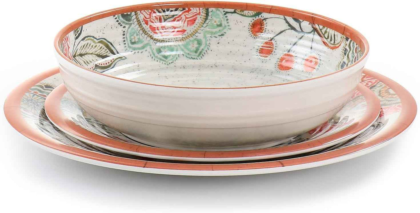 Elama Ester Melamine Dinnerware Set, Multicolored, 12 Piece Set (935115832M)