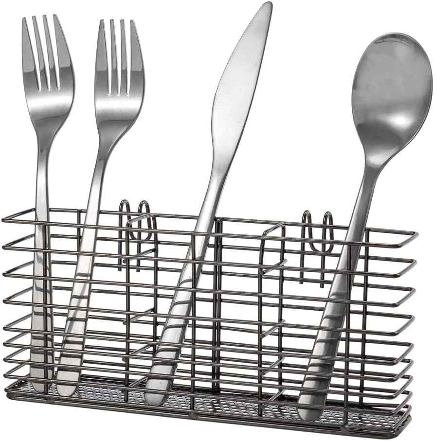 SANNO Stainless Steel Utensil Drying Rack Silverware Holder for Dish Rack, Hanging Cutlery Utensil Holder Silverware Organizer Stainless Steel Rack with Hooks