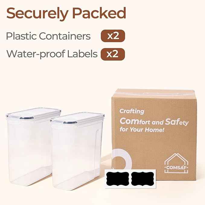 ComSaf 6.7Qt Cereal Storage Container Set of 2 - Ideal for Home Cooks Storing Cereal and Organized Families Organizing Bulk Food，Large Cereal Dispenser Keeps Pantry and Kitchen Countertop Neat