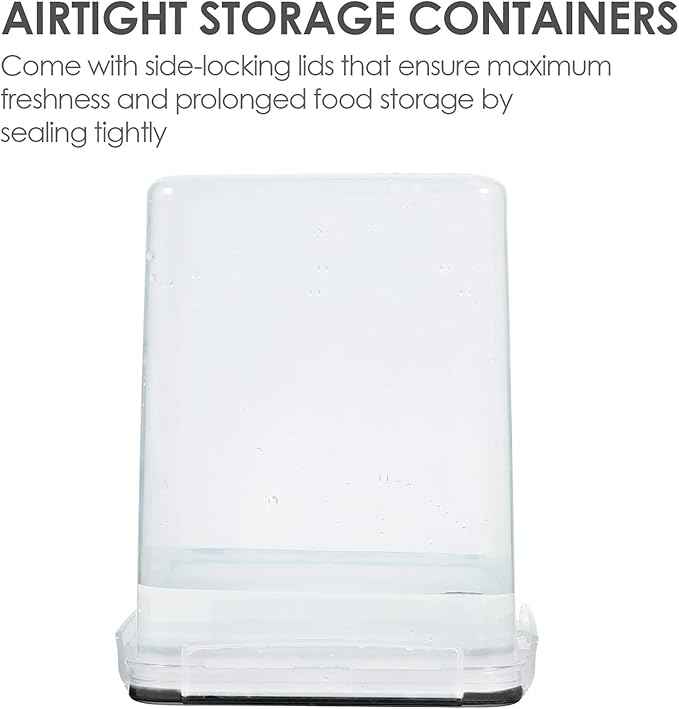 Vtopmart 4 PCS Large Food Storage Containers 5.2L / 175oz, 4 Pieces BPA Free Plastic Airtight Canisters for Flour, Sugar, Baking Supplies, Rice with Lids, 4 Measuring Cups and 24 Labels, Black