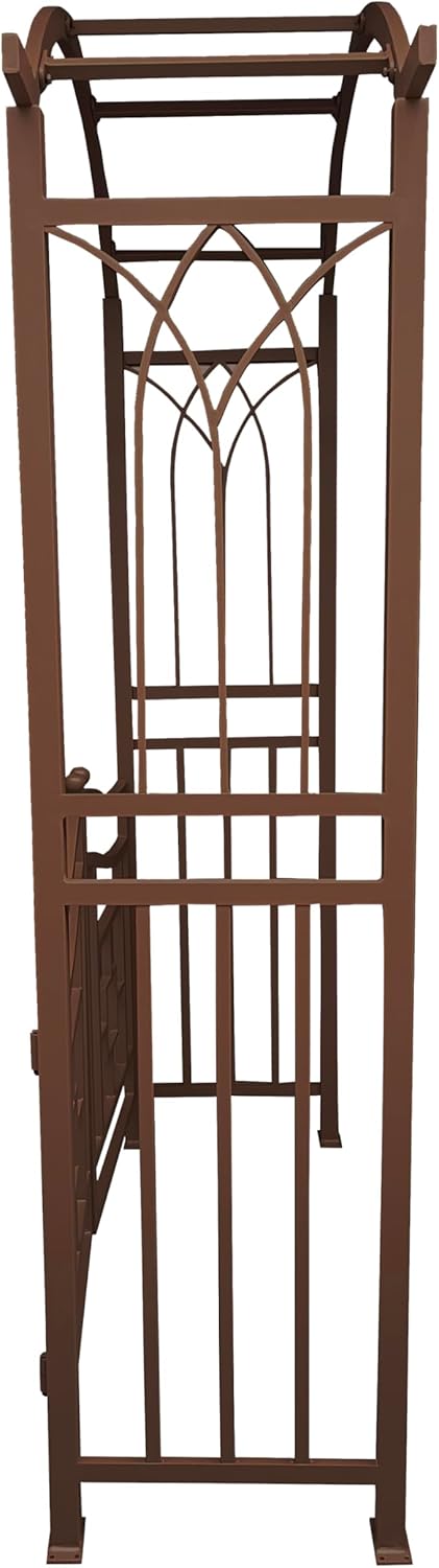 Brown Aluminum Garden Arbor Arch with Gate