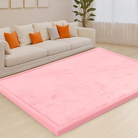 ACOMOPACK Baby Play Mat for Floor,1.3" Thick Memory Foam Area Rug for Living Room,Soft Velvet Crawling with Non-Slip Bottom for Kid,Toddler,79"×157" Tummy Time Nursery Rugs,Yoga（Pink）