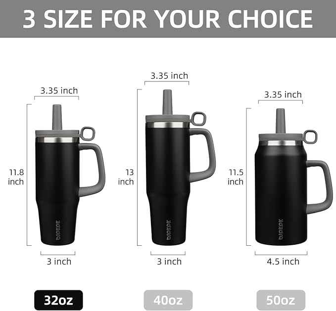 BJPKPK 32oz Stainless Steel Insulated Tumbler with Handle and Straw Travel Coffee Mug Thermal Cups with Lid,Black