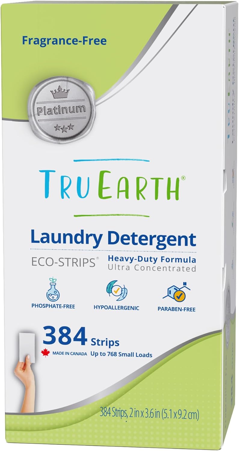 Tru Earth Platinum - Heavy Duty Laundry Detergent Sheets - Up to 768 Loads (384 Count), Fragrance Free - Ultra-Concentrated - Eco-Friendly Laundry Sheets