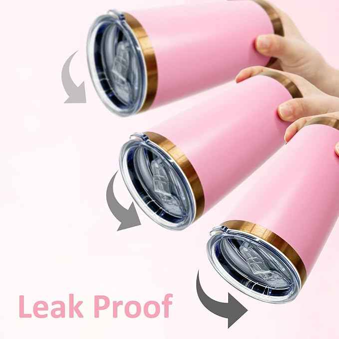 20 oz Tumblers Stainless Steel Tumbler with Lid and Straw Insulated Copper Coffee Mug for Laser Graving 21oz Powder Coated Cup(Pink,6 pack)
