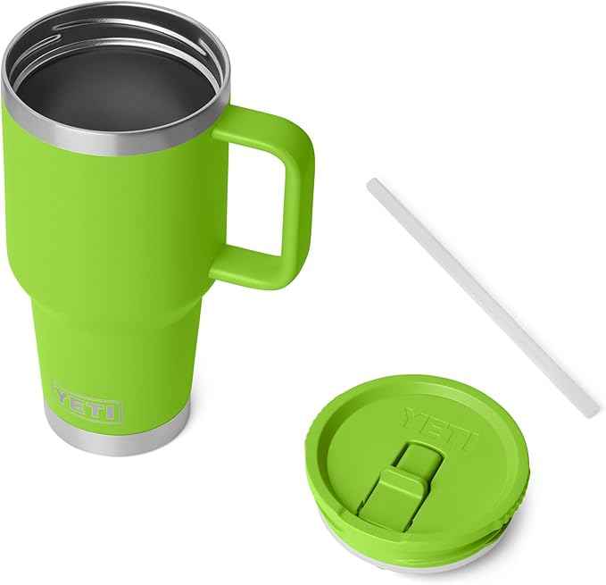 YETI Rambler 30 oz Travel Mug with Flip Straw Lid – Stainless Steel, Vacuum Insulated, Leakproof, Cup Holder Friendly