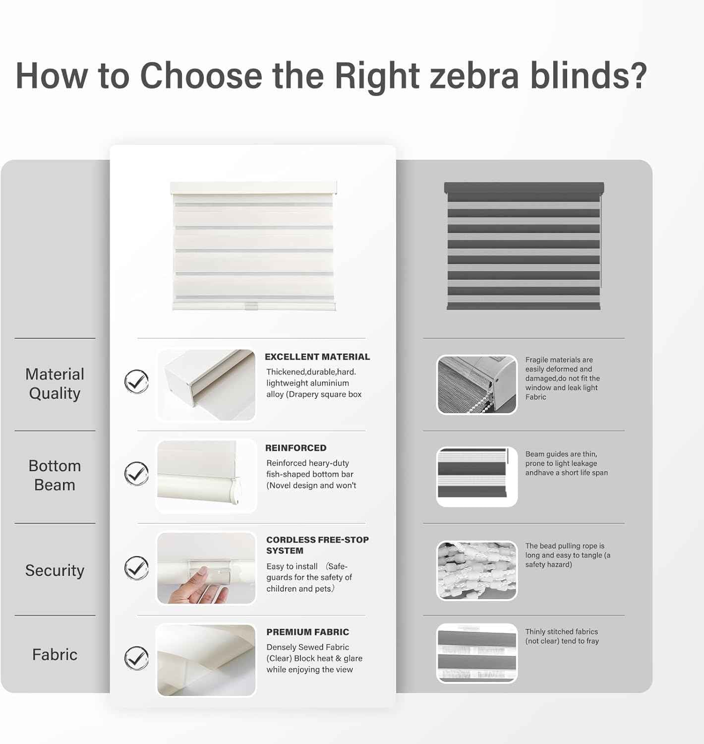 AOSKY Cordless Zebra Blinds for Windows Pull Down Roller Window Shades Dual Layer Light Filtering Privacy for Day and Night, Free-Stop Door Shades for Home Easy to Install (53" W X 72" H, Beige)