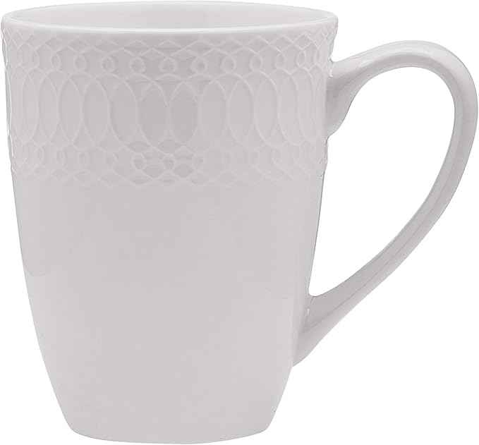 Mikasa Levi 40 Piece Bone China Dinnerware Set, Embossed Plates Bowls, Chip-Resistant, Lightweight, Elegant and Durable, Service for 8, White