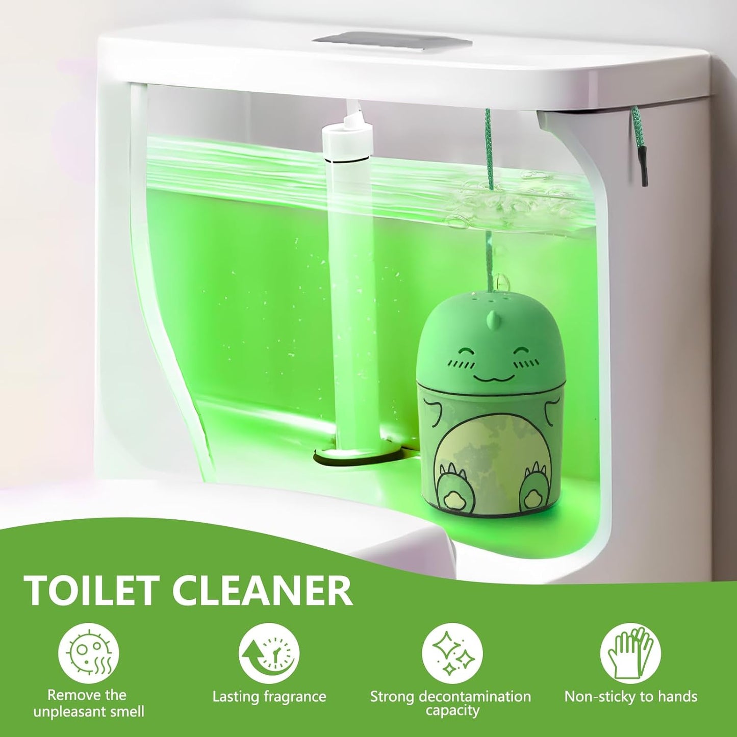 Toilet Bowl Cleaners Bottle Bathroom Toliet Bowl Cleaner with Fresh Jasmine Scent Cute Dinosaur Shaped Toilet Tank Cleaner (Green)
