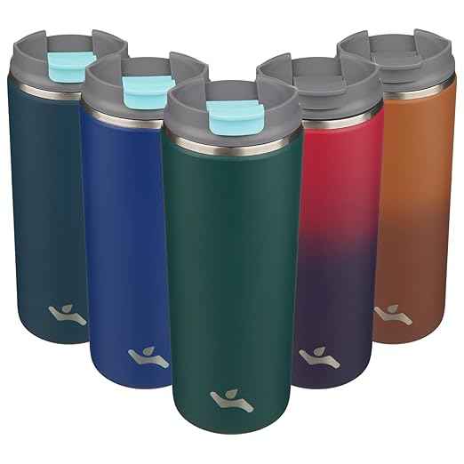 Konokyo Tumbler with Lid, 16 oz Travel Coffee Mug Double Wall Vacuum Stainless Steel Thermal Metal Cup Insulated Water Bottle,Dark Green