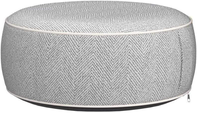 Inflatable Pouf Ottoman, 21x10 Inches Stuffed Chenille Ottoman with Inflatable PVC Liner, Foot Rest with Portable Handle, Round Floor Pillow for Living Room, Bedroom, Kids Room