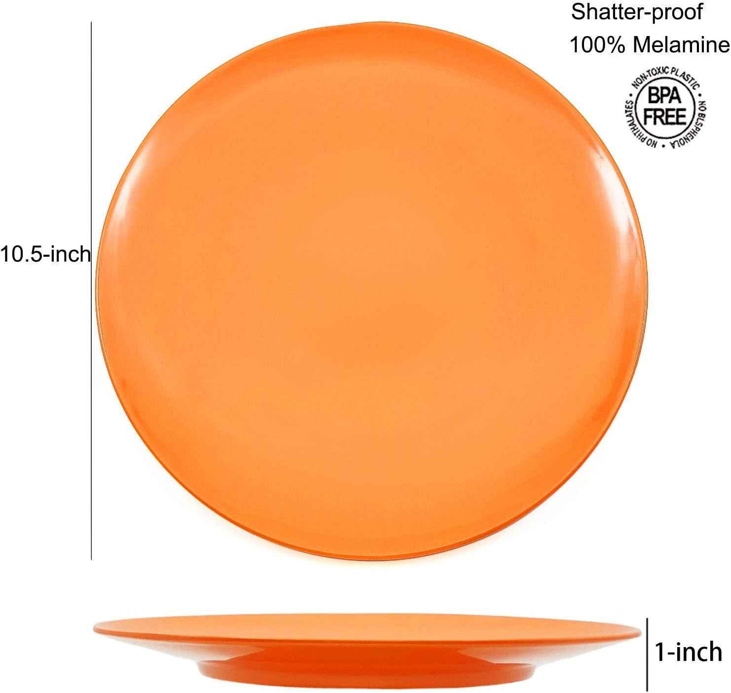 KX-WARE Melamine Plates, 10.5-inch Dinner Plates set of 6 Multicolor, 100% Melamine Dishwasher Safe BPA Free