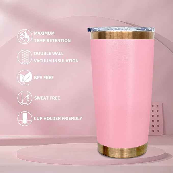 20 oz Tumblers Stainless Steel Tumbler with Lid and Straw Insulated Copper Coffee Mug for Laser Graving 21oz Powder Coated Cup(Pink,6 pack)