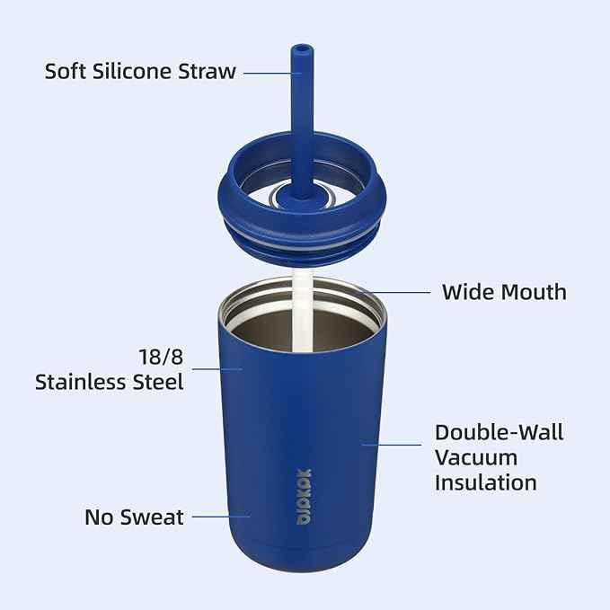 BJPKPK Insulated Tumbler with Lid and Straw,12 oz Stainless Steel Travel Coffee Mug,Spill Proof Thermal Cup,Keep Drinks Cold and Hot,Sapphire Blue
