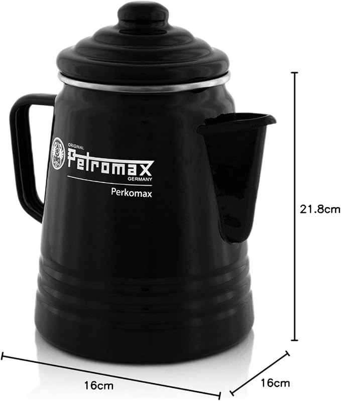 Petromax Tea and Coffee Percolator, Use Indoor/Outdoors for Home Kitchen or Campfire, Enameled Steel Coffee and Tea Pot Brews to Your Taste, 5-6 Cup Capacity