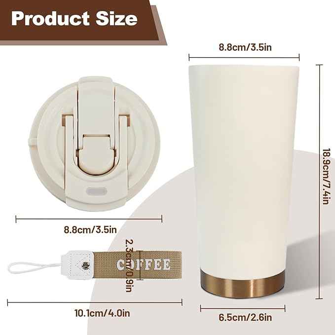 Insulated Coffee Tumbler 17.9oz 530ml Travel Coffee Mug 316 Stainless Steel Dual Drink Openings Leakproof Lid Reusable Insulated Coffee Mug Hot and Cold Ideal Travel Mug for Coffee Lover Daily