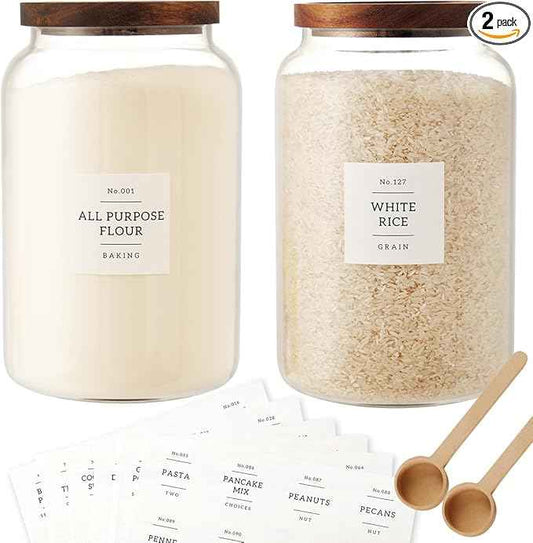 CZSZYGHBAO 2 PCS Large Glass Jar with Airtight Lid, Glass Food Storage Jars for Tea,Spice,Cereal, Egg,Flour,Coffee and More(1 gallon/4000 ml)