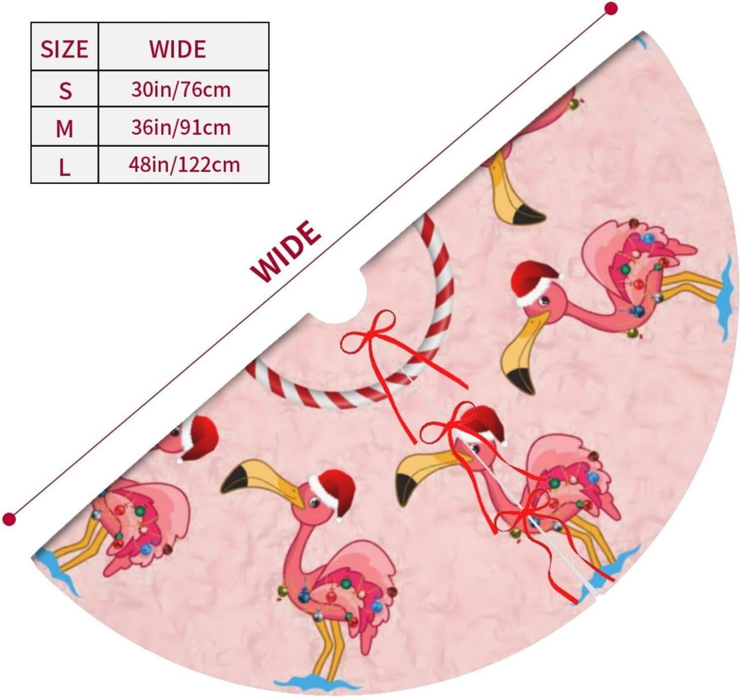 36" Large Christmas Tree Skirt, Christmas Decorated Flamingo Pattern Tree Mat Base Cover for Xmas Festive Holiday Party Decoration Ornaments