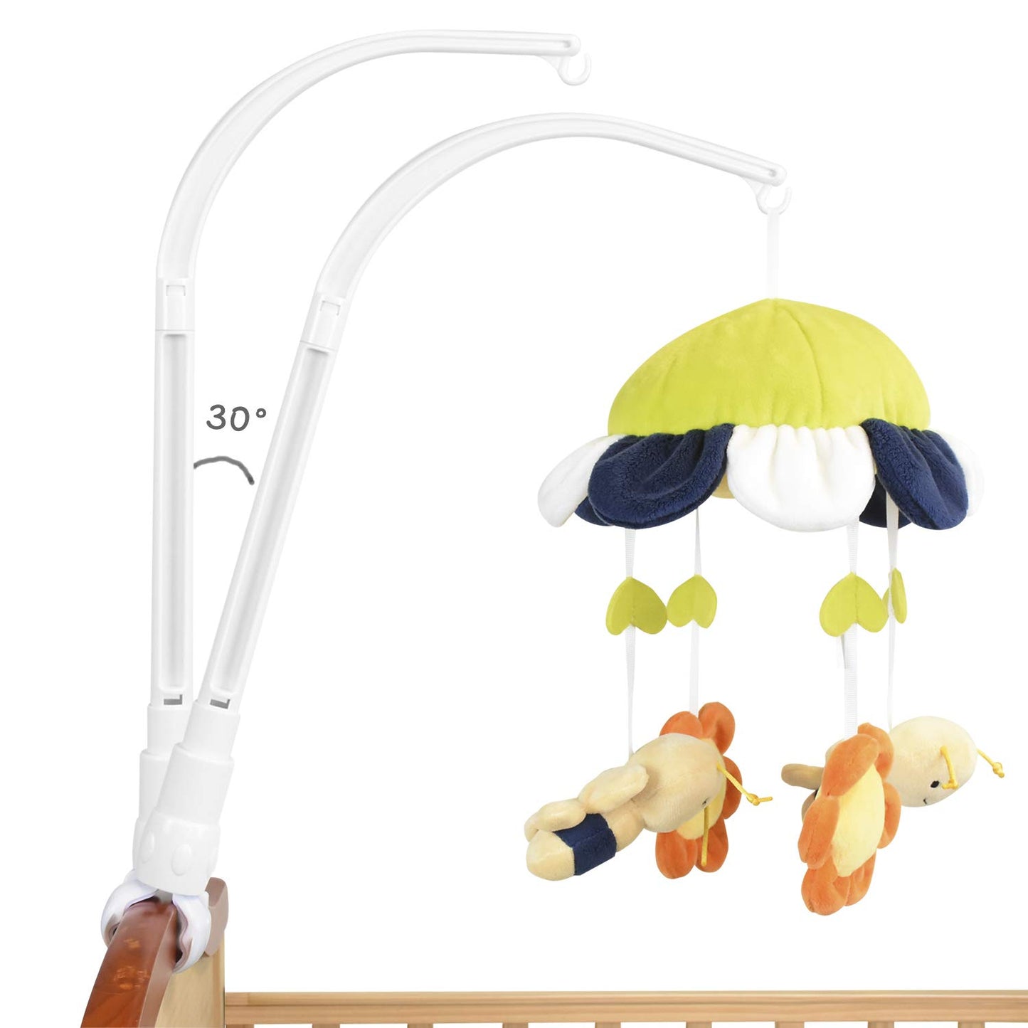 DIY 22 inches Crib Mobile arm Nursery Mobile arm Baby Mobile Hanger,Adjusting the Claw Width of Mobile Hanger,Mobile arm for Crib
