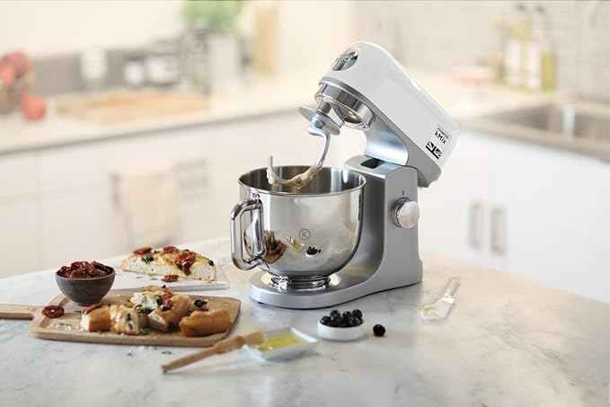 Kenwood KMX750WH KMIX Planetary Mixer with 5L Steel Handled Bowl, 3 Mixing Hooks, 1000W Power, Customizable with Over 20 Accessories Purchasable Separately, White