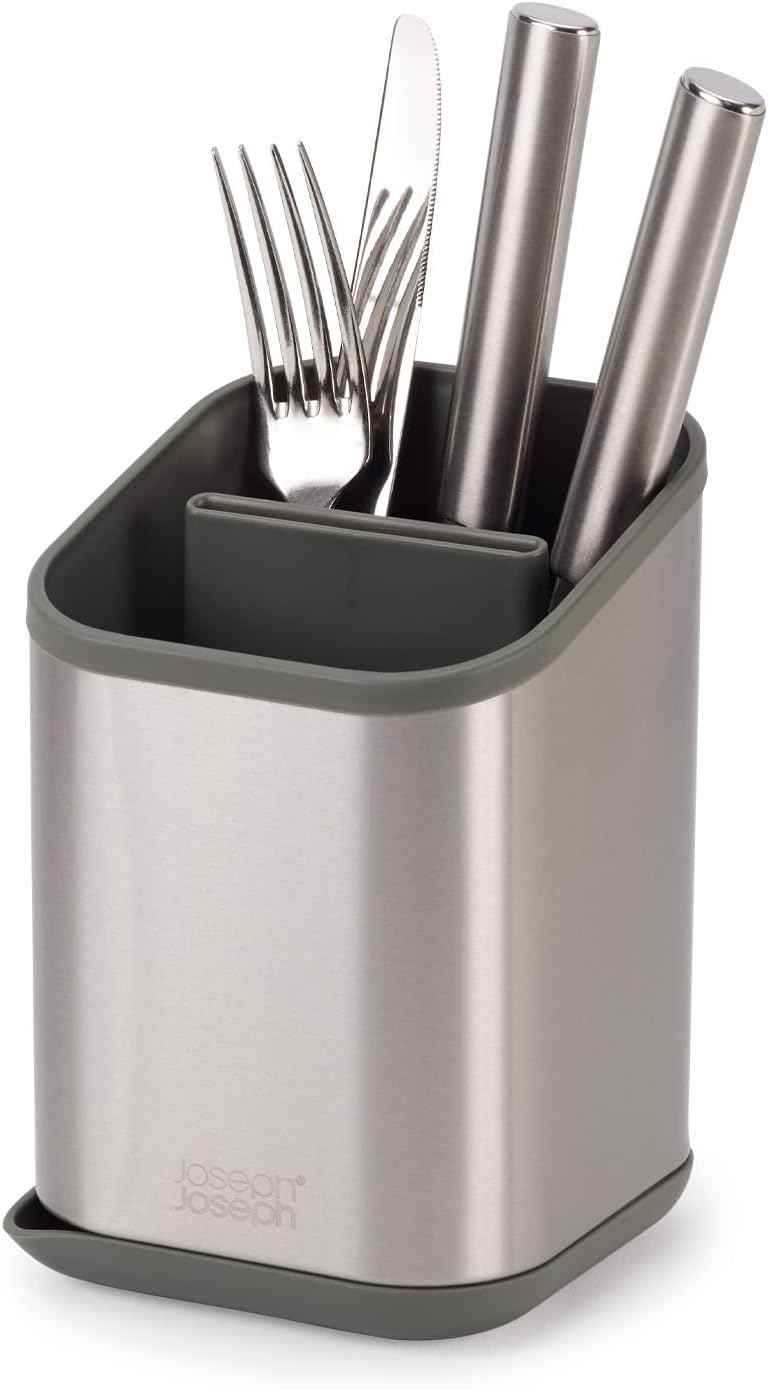 Joseph Joseph Duo Stainless Steel Silverware Flatware Drainer, Kitchen Utensil Organizer