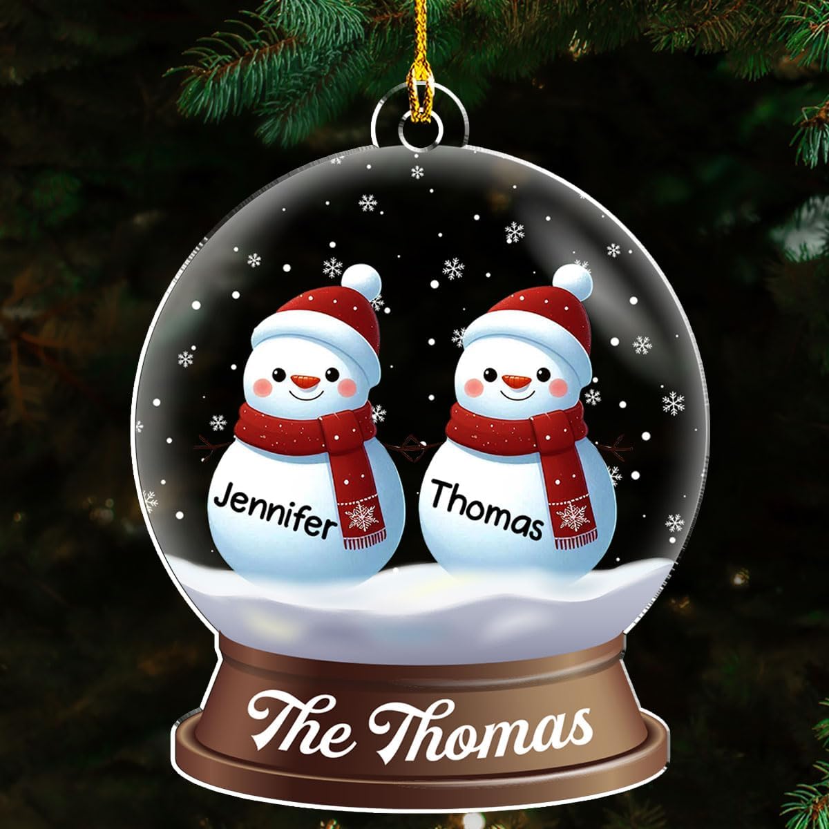 Personalized Family Christmas Acrylic Ornament 2024 - Custom Name Snowman Family Members up to 10 People, Snow Globe Ornament Gifts for Family Tree Decoration (A03, 7 Names)