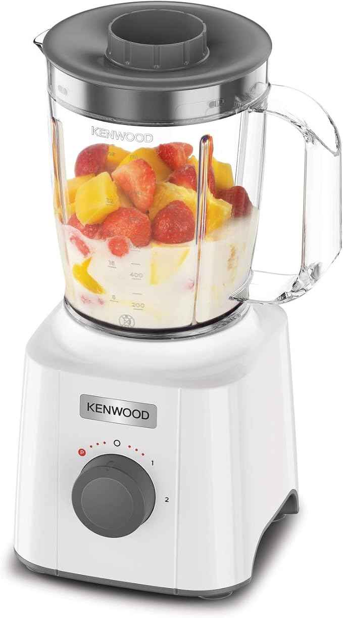 Kenwood BLP31.A0WH Blender, 1.6 L Krug, Steel Blades, 2 Speeds and Pulse, Non-Slip Feet, Equipped with Practical Handle, Power 350 W, Plastic, White and Grey