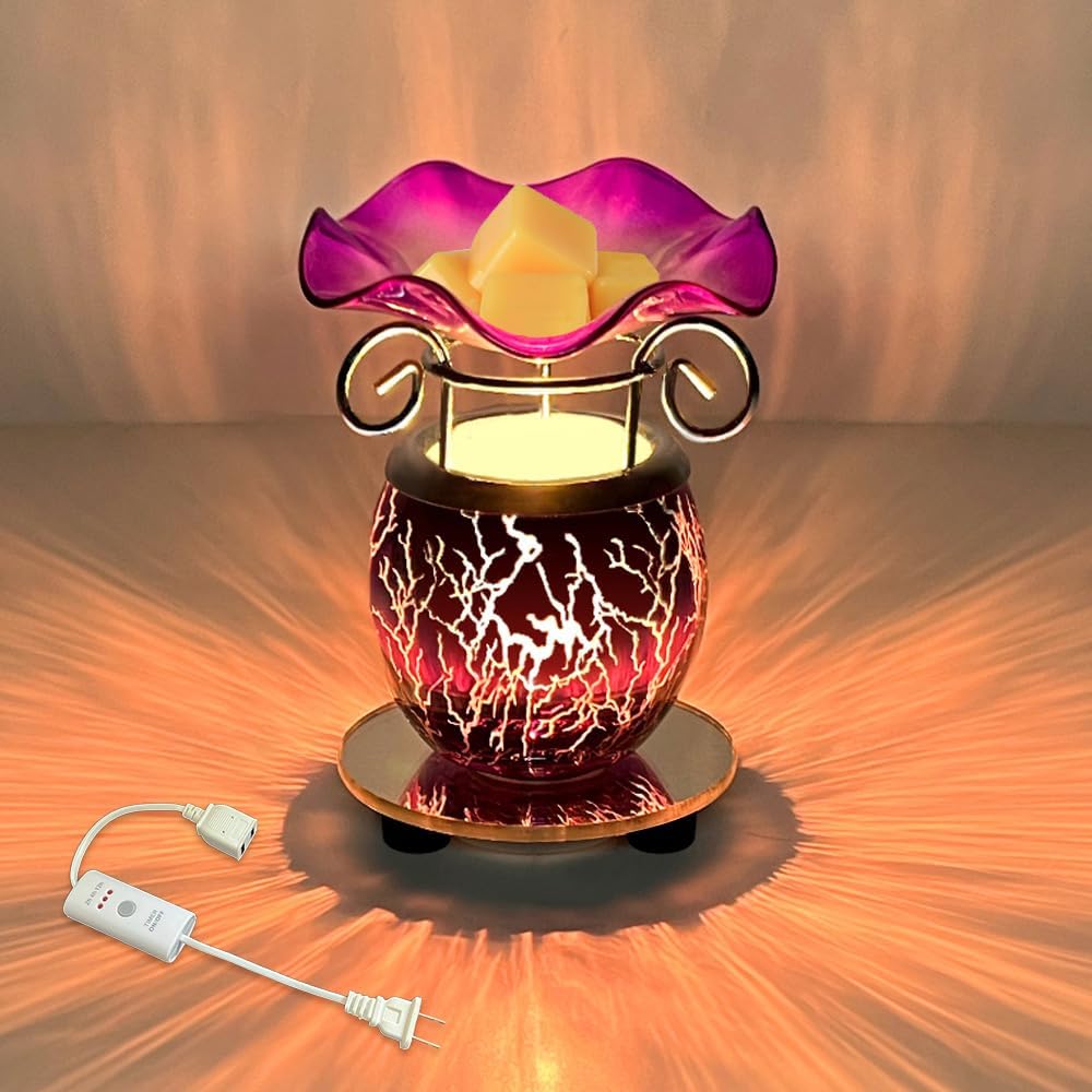 HUNANBANG Electric Scented Wax Warmer - Auto Off Timer Candle Wax Melt Warmer Fragrance Burner, Lightning-Purple