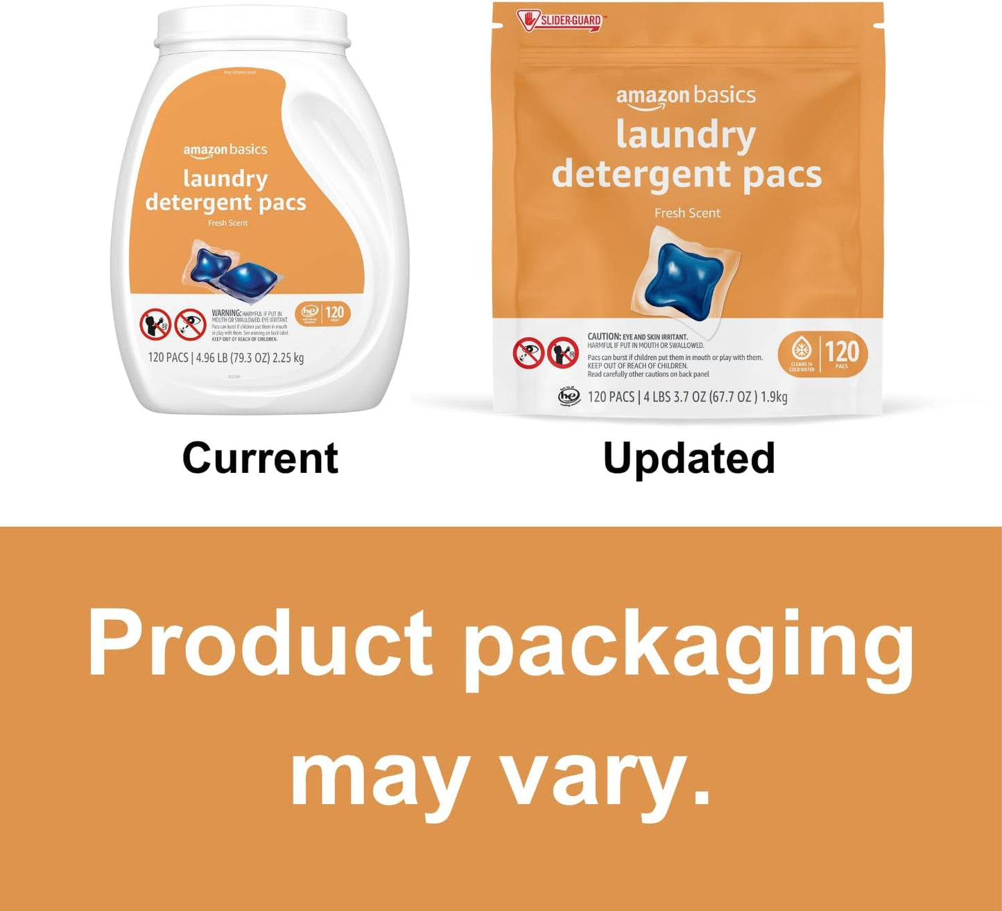 Amazon Basics Laundry Detergent Pacs, Fresh Scent, 120 Count (Previously Solimo)