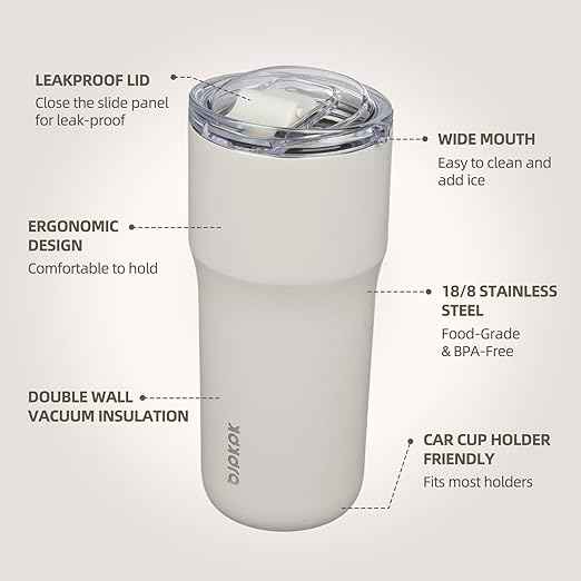 BJPKPK Insulated Tumbler with Lid,24oz Stainless Steel Tumbler,Double Wall Travel Coffee Mug Thermal cup,Keep Drinks Cold and Hot,White