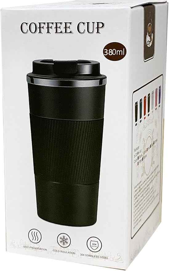 YINJAM 12oz Travel Coffee Mug Insulated Coffee Cups to Go with Leakproof Lid Vacuum Stainless Steel Double Walled Thermal Car Coffee Tumbler for Hot Cold Iced Tea Drinks Reusable (Red, 12oz)